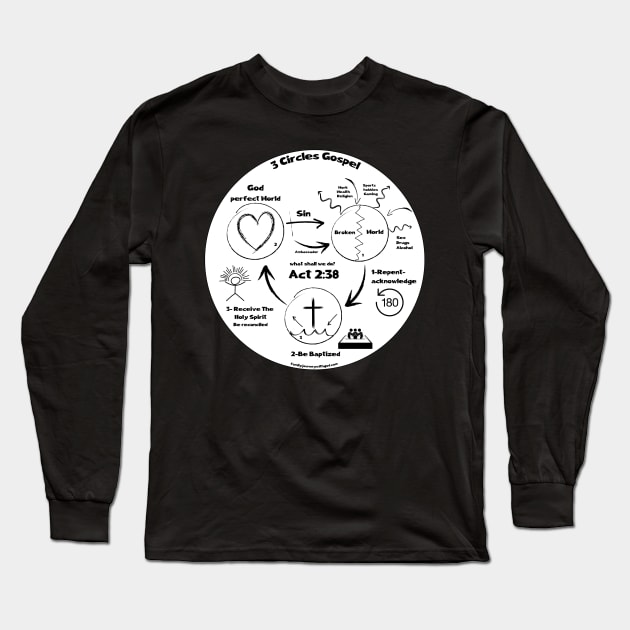 Three 3 Circles Gospel BLACK LETTERING NEW Long Sleeve T-Shirt by Family journey with God